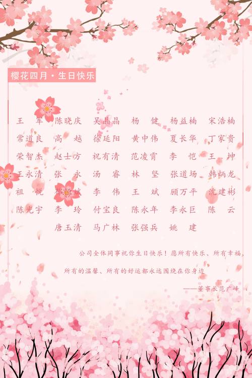 【生日祝?！抗ё?月生日的員工生日快樂！